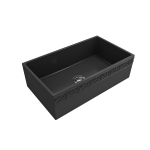 Vigneto Apron Front Fireclay 33 in. Single Bowl Kitchen Sink with Protective Bottom Grid and Strainer in Matte Dark Gray