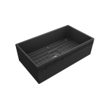 Vigneto Apron Front Fireclay 33 in. Single Bowl Kitchen Sink with Protective Bottom Grid and Strainer in Matte Dark Gray