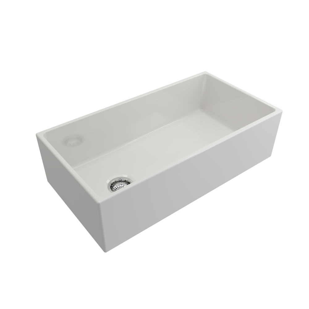 Contempo Apron Front Fireclay 36 in. Single Bowl Kitchen Sink with Protective Bottom Grid and Strainer in White