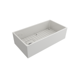 Contempo Apron Front Fireclay 36 in. Single Bowl Kitchen Sink with Protective Bottom Grid and Strainer in White