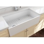 Contempo Apron Front Fireclay 36 in. Single Bowl Kitchen Sink with Protective Bottom Grid and Strainer in White