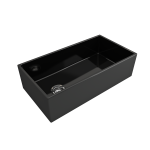 Contempo Apron Front Fireclay 36 in. Single Bowl Kitchen Sink with Protective Bottom Grid and Strainer in Black