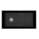Contempo Apron Front Fireclay 36 in. Single Bowl Kitchen Sink with Protective Bottom Grid and Strainer in Black