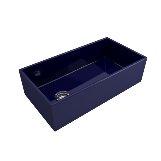 Contempo Apron Front Fireclay 36 in. Single Bowl Kitchen Sink with Protective Bottom Grid and Strainer in Sapphire Blue