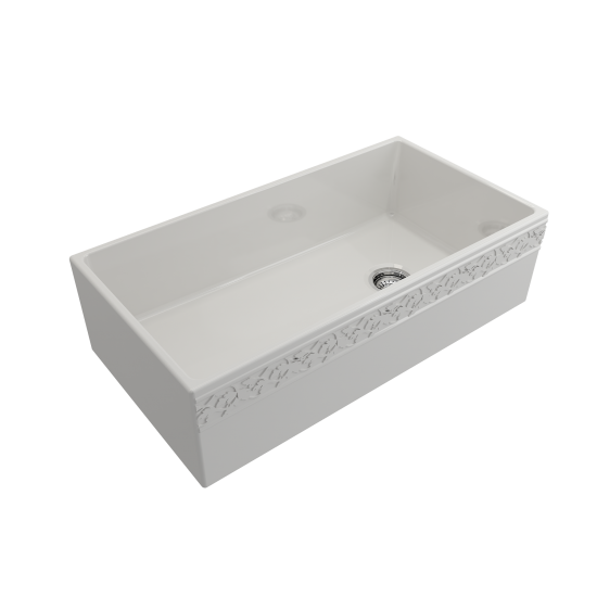 Vigneto Apron Front Fireclay 36 in. Single Bowl Kitchen Sink with Protective Bottom Grid and Strainer in White