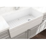 Vigneto Apron Front Fireclay 36 in. Single Bowl Kitchen Sink with Protective Bottom Grid and Strainer in White