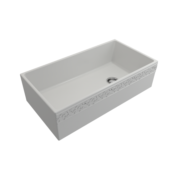 Vigneto Apron Front Fireclay 36 in. Single Bowl Kitchen Sink with Protective Bottom Grid and Strainer in Matte White