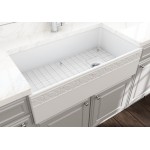 Vigneto Apron Front Fireclay 36 in. Single Bowl Kitchen Sink with Protective Bottom Grid and Strainer in Matte White