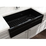 Vigneto Apron Front Fireclay 36 in. Single Bowl Kitchen Sink with Protective Bottom Grid and Strainer in Black