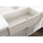 Vigneto Apron Front Fireclay 36 in. Single Bowl Kitchen Sink with Protective Bottom Grid and Strainer in Biscuit