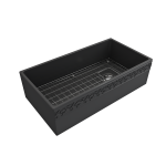 Vigneto Apron Front Fireclay 36 in. Single Bowl Kitchen Sink with Protective Bottom Grid and Strainer in Matte Dark Gray