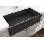 Vigneto Apron Front Fireclay 36 in. Single Bowl Kitchen Sink with Protective Bottom Grid and Strainer in Matte Dark Gray