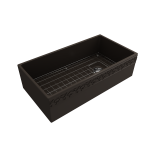 Vigneto Apron Front Fireclay 36 in. Single Bowl Kitchen Sink with Protective Bottom Grid and Strainer in Matte Brown