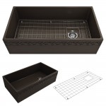 Vigneto Apron Front Fireclay 36 in. Single Bowl Kitchen Sink with Protective Bottom Grid and Strainer in Matte Brown