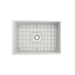 Contempo Apron Front Fireclay 27 in. Single Bowl Kitchen Sink with Protective Bottom Grid and Strainer in Matte White