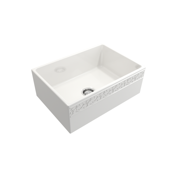 Vigneto Apron Front Fireclay 27 in. Single Bowl Kitchen Sink with Protective Bottom Grid and Strainer in White
