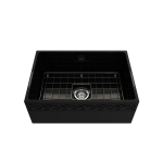 Vigneto Apron Front Fireclay 27 in. Single Bowl Kitchen Sink with Protective Bottom Grid and Strainer in Black