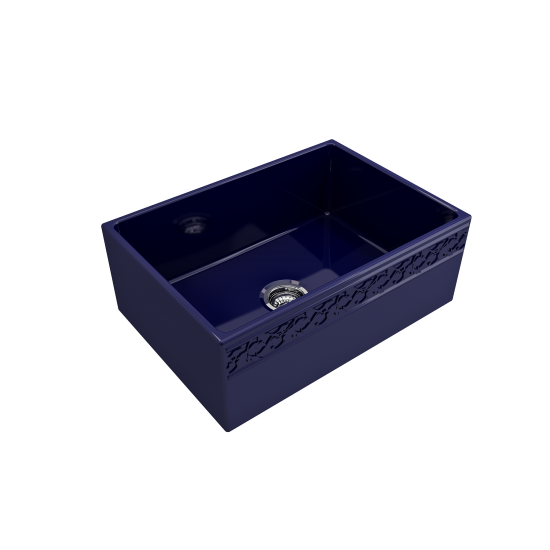 Vigneto Apron Front Fireclay 27 in. Single Bowl Kitchen Sink with Protective Bottom Grid and Strainer in Sapphire Blue