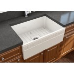 Vigneto Apron Front Fireclay 27 in. Single Bowl Kitchen Sink with Protective Bottom Grid and Strainer in Biscuit