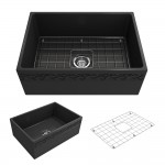 Vigneto Apron Front Fireclay 27 in. Single Bowl Kitchen Sink with Protective Bottom Grid and Strainer in Matte Dark Gray