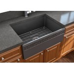 Vigneto Apron Front Fireclay 27 in. Single Bowl Kitchen Sink with Protective Bottom Grid and Strainer in Matte Dark Gray