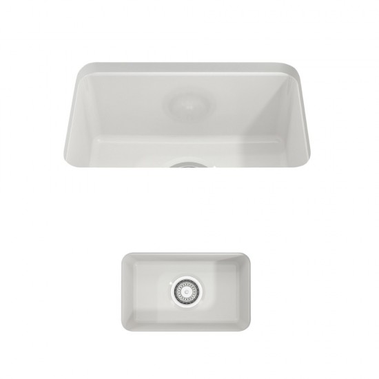Sotto Dual Mount Fireclay 12 in. Single Bowl Bar Sink with Strainer in White