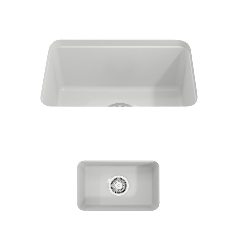 Sotto Dual Mount Fireclay 12 in. Single Bowl Bar Sink with Strainer in Matte White