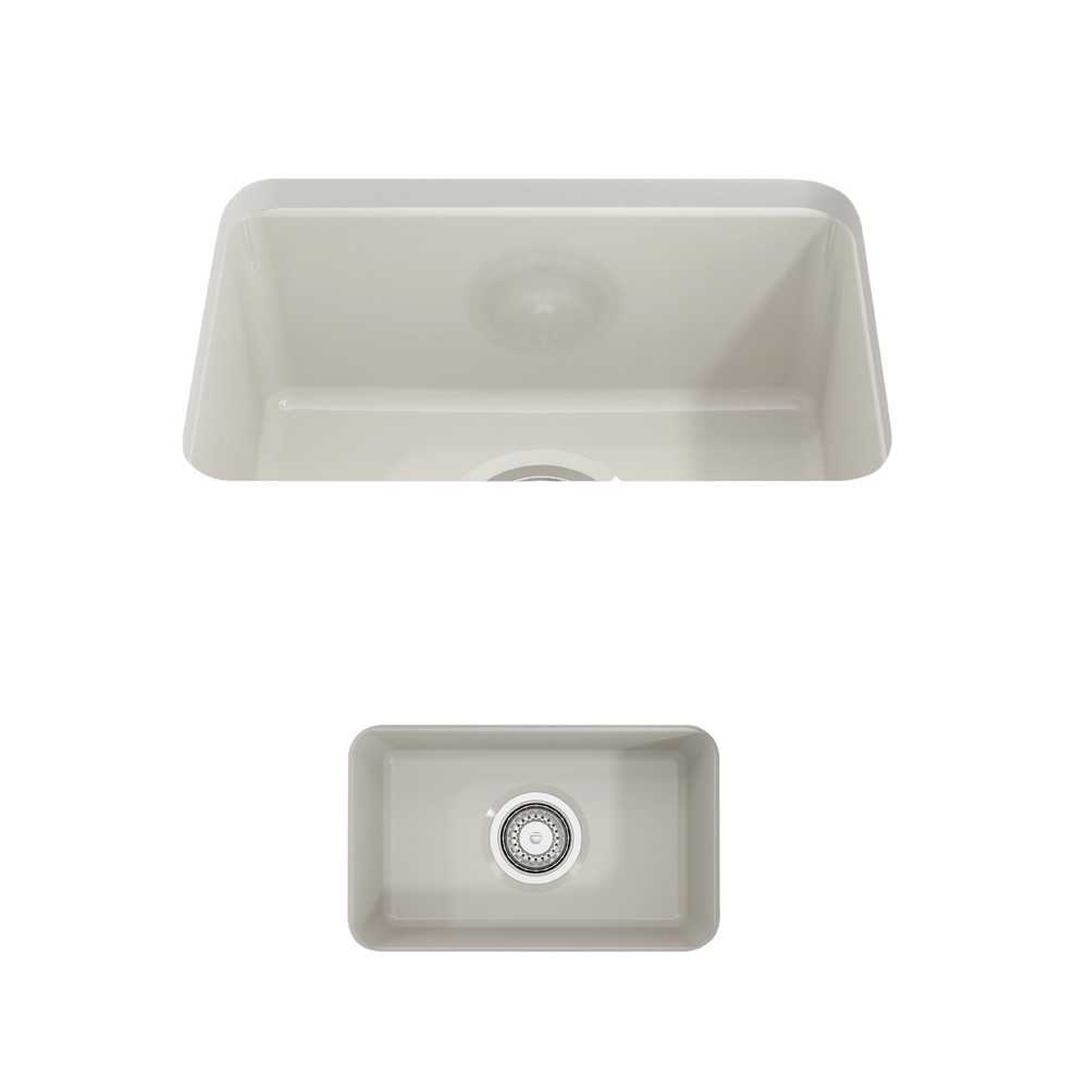 Sotto Dual Mount Fireclay 12 in. Single Bowl Bar Sink with Strainer in Biscuit