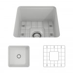 Sotto Dual-Mount Fireclay 18 in. Single Bowl Bar Sink with Protective Bottom Grid and Strainer in White