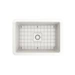 Sotto Undermount Fireclay 27 in. Single Bowl Kitchen Sink with Protective Bottom Grid and Strainer in White