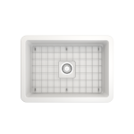 Sotto Undermount Fireclay 27 in. Single Bowl Kitchen Sink with Protective Bottom Grid and Strainer in Matte White