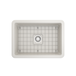 Sotto Undermount Fireclay 27 in. Single Bowl Kitchen Sink with Protective Bottom Grid and Strainer in Biscuit