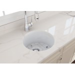 Sotto Round Dual Mount Fireclay 18.5 in. Single Bowl Bar Sink with Protective Bottom Grid and Strainer in White