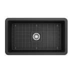 Sotto Undermount Fireclay 32 in. Single Bowl Kitchen Sink with Protective Bottom Grid and Strainer in Matte Dark Gray