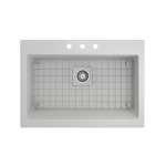 Nuova Apron Front Drop-In Fireclay 34 in. Single Bowl Kitchen Sink with Protective Bottom Grid and Strainer in Matte White