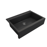 Nuova Apron Front Drop-In Fireclay 34 in. Single Bowl Kitchen Sink with Protective Bottom Grid and Strainer in Matte Dark Gra