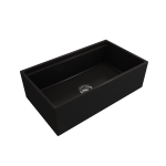 Apron Front Step Rim with Integrated Work Station Fireclay 33 in. Single Bowl Kitchen Sink with Accessories in Matte Black
