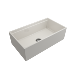 Apron Front Step Rim with Integrated Work Station Fireclay 33 in. Single Bowl Kitchen Sink with Accessories in Biscuit