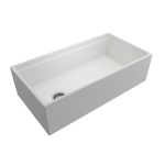 Apron Front Step Rim with Integrated Work Station Fireclay 36 in. Single Bowl Kitchen Sink with Accessories in Matte White