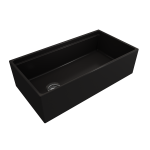 Apron Front Step Rim with Integrated Work Station Fireclay 36 in. Single Bowl Kitchen Sink with Accessories in Matte Black