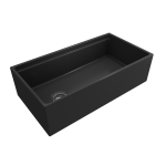 Apron Front Step Rim with Integrated Work Station Fireclay 36 in. Single Bowl Kitchen Sink with Accessories in Matte Dark Gra