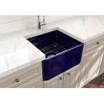 Farmhouse Apron Front Fireclay 20 in. Single Bowl Kitchen Sink with Protective Bottom Grid and Strainer in Sapphire Blue