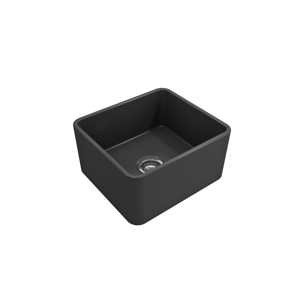 Farmhouse Apron Front Fireclay 20 in. Single Bowl Kitchen Sink with Protective Bottom Grid and Strainer in Matte Dark Gray