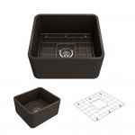 Farmhouse Apron Front Fireclay 20 in. Single Bowl Kitchen Sink with Protective Bottom Grid and Strainer in Matte Brown