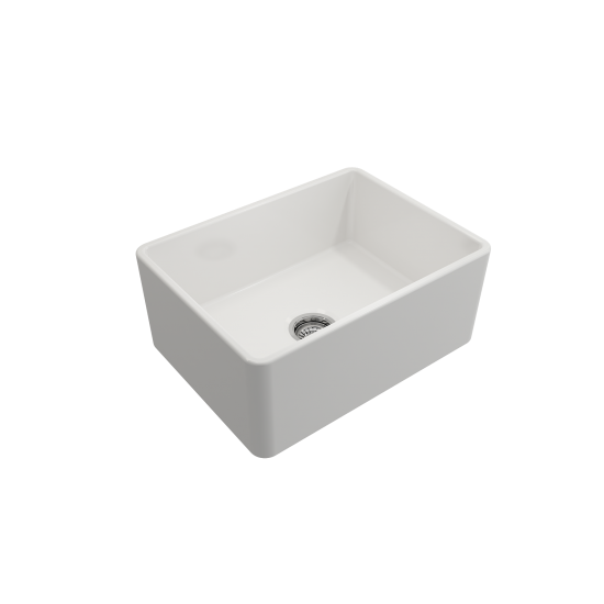 Farmhouse Apron Front Fireclay 24 in. Single Bowl Kitchen Sink with Protective Bottom Grid and Strainer in White