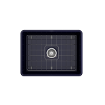 Farmhouse Apron Front Fireclay 24 in. Single Bowl Kitchen Sink with Protective Bottom Grid and Strainer in Sapphire Blue