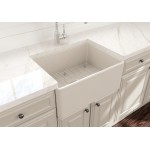 Farmhouse Apron Front Fireclay 24 in. Single Bowl Kitchen Sink with Protective Bottom Grid and Strainer in Biscuit