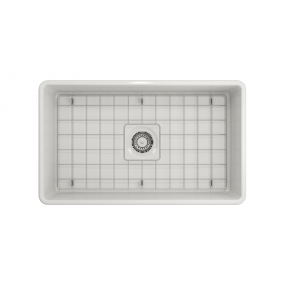 Farmhouse Apron Front Fireclay 30 in. Single Bowl Kitchen Sink with Protective Bottom Grid and Strainer in White