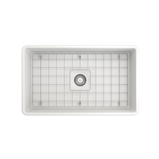 Farmhouse Apron Front Fireclay 30 in. Single Bowl Kitchen Sink with Protective Bottom Grid and Strainer in Matte White