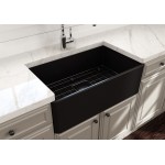 Farmhouse Apron Front Fireclay 30 in. Single Bowl Kitchen Sink with Protective Bottom Grid and Strainer in Matte Black